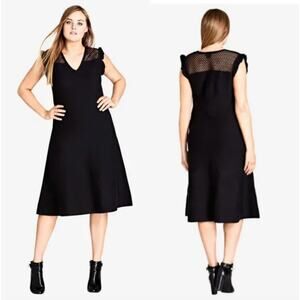 NWT City Chic Charmer Sweater Dress Black Size XL 22
